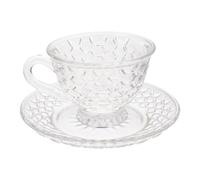 DECORNIJIA Ensemble 2 Tasses à Café en Verre 101-200 Ml Soucoupes Antidérapantes Transparentes Design Mermaid pour Maison Cafés et Restaurants Tasse à Boisson en Verre Robuste