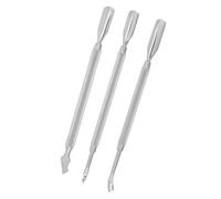 DECORNIJIA Ensemble 3 Pcs Repousse-Cuticules Double Embout en Acier Inoxydable Argenté - Coupe-Cuticules Grattoir et Outil de Nettoyage Ongulaire - pour Manucure et Pédicure Professionnelle