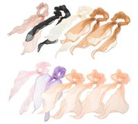 DECORNIJIA Ensemble D’Élastiques à Cheveux en Tissu Ruban en Satin pour Coiffure, pour Cheveux, Maintien Queue de Cheval, 7 Pièces