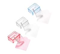 DECORNIJIA Ensemble de 3 Tampons à Ongles Transparent Rectangulaires, Taille Moyenne, pour Nail Art Diy, Outils de Manucure Français, Couleurs Rose, Bleu et Transparent, Accessoires Précis