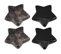 DECORNIJIA Ensemble de 4 Pierres Précieuses D'obsidienne Noire et Cristal D'étoile 30 Mm Décorations Naturelles pour Maison Pierres Polies pour Bijoux Faits Maison Ornement Intérieur