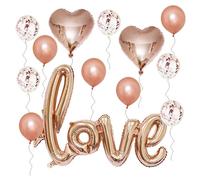 DECORNIJIA Ensemble de Ballons Mariage 12 Pouces Latex Perlé X5 12 Pouces Ballons Confettis X5 Aluminium Cœur X2 Géant Love 108 CM Rose Dorado Dcoration Fête Romantique et Saint-Valentin