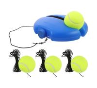 DECORNIJIA Entraîneur de Tennis Portable avec Base Ronde Stable, 4 Balles de Tennis D'entraînement à Ficelle Haute Élasticité, Système D'entraînement Individuel pour Pratique Intérieure