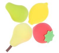 DECORNIJIA Éponges De Maquillage Fruitées 4 Pièces, Taille Petite, Pour Fond De Teint Et Poudre, Adaptées Femmes, Utilisation Visage Quotidienne, Assortiment Poire Avocat Fraise Citron