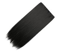 DECORNIJIA Extensions De Cheveux Synthétiques Longs Et Raides à Clipser, 2 Pièces 80 Cm, Postiches Noirs Pour Femmes, Coiffure Naturelle Sans Trace, Soie Haute Température Réutilisable