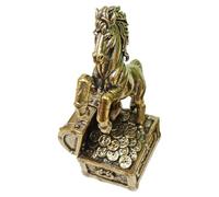 DECORNIJIA Figurine de Cheval en Laiton Réaliste Statue Feng Shui Chinoise Décoration de Table pour Maison et Bureau Ornement Métallique pour Attirer Prospérité et Énergie Positive