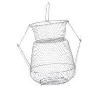 DECORNIJIA Filet de Pliable Acier Inoxydable Résistant à Usure Cage à Poissons avec Fond Plat pour Crabes Crevettes et Homards Filet de Retenue Compact et Léger