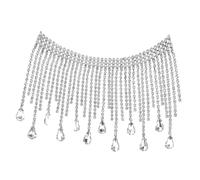 DECORNIJIA Frange Chaîne Strass Décorative Métallique pour Vêtements DIY Pompon Gland Brillant Accessoire Couture Polyvalent pour Sacs et Mode Argenté