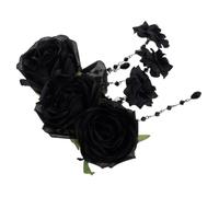 DECORNIJIA Gothic Rose Hair Clip with Tassel Fashionable Headdress for Stage Performance and Cosplay Realistic Floral Accessory for Women and Girls