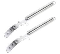 DECORNIJIA Grattoir à Poils de Porc en Acier Inoxydable 2 Pièces Manches Court et Long Outil Multifonction pour Élevage et Abattoir Épilateur Manuel Robuste pour Nettoyage Précis des