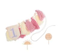 DECORNIJIA Guirlande à Pompons pour Chaise Haute Premier Anniversaire Fille, Bannière Rose Décorative 1 An, Accessoire Photo Bébé Réutilisable pour Fête D’anniversaire et Shower