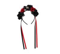 DECORNIJIA Halloween Skull Flower Headband Bridal Hairband Unique Day Of The Dead Festival Hair Accessory For Women And