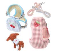 DECORNIJIA Harnais pour Petit Chien à Dos en Polyester 2pcs Laisse, Confortable et Ajustable, pour Promenade et Portage Jusqu'à 7kg, Tour de Poitrine 32-52cm