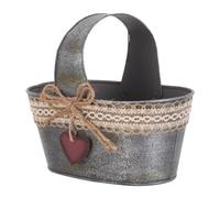 DECORNIJIA Jardinière Vintage en Fer Galvanisé 1 Seau Décoratif Rétro avec Toile de Jute pour Plantes D'intérieur et D'extérieur, Cache-Pot Rustique pour Jardin, Balcon et Centre de Table