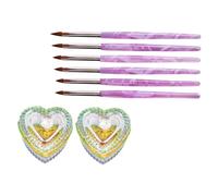 DECORNIJIA Kit Manucure 8 Pièces 2 Pots en Verre Cristal à Couvercle et 6 Pinceaux en Acrylique Effet Vague Outil Précis pour Nail Art Peinture à Ongles Accessoires Salon Manucure