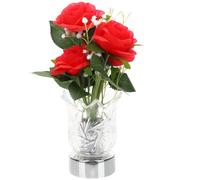 DECORNIJIA Lampe de Nuit Rose LED avec Vase Verre Lumière Ambiance Romantique Décoration de Chambre pour Femme Lampe de Table Fleur Lumineuse