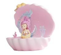 DECORNIJIA Lampe de Nuit Sirène Coquillage Décorative Rose sans Piles Veilleuse Lampe de Table Ambiance Chambre Fille Décoration Maison Océan Anniversaire Figurine Lumineuse Mer