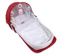 DECORNIJIA Lit Parapluie Bébé Portable Pliant avec Filet et Moustiquaire Rouge Léger en Tissu Lin et Coton Pp pour Voyage Camping et Promenade