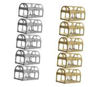 DECORNIJIA Lot de 10 Boîtes à Bonbons Miniatures de Coffre au Trésor Transparentes avec Motifs Sculptés Couleurs Or et Argenté Boîtes à Bonbons de Mariage Multifonctionnelles pour Fêtes