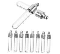 DECORNIJIA Lot de 10 Mini Flacons en Verre Bouchons à Vis 6mm, Transparents et Métalliques, Colliers Pendentifs pour Bijoux Artisanaux, Décoration Mariage, Souvenirs Créatifs, Présents Noël