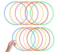 DECORNIJIA Lot de 12 Anneaux de Lancer en Plastique 22 CM Couleurs Lumineuses Jeu D’Agilité Extérieur pour Adultes pour Carnaval Anniversaire et Activités de Plein Air