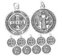DECORNIJIA Lot De 12 Breloques En Métal Ornementales Saint Benoît, Pendentifs Italiens, Décor Unique, Pour Création Bijoux, Scènes De Baptême Et Présents, Couleur Argentée, Taille Moyenne, Usage Diy