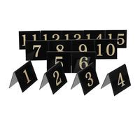 DECORNIJIA Lot de 15 Marqueurs de Table en Acrylique Noir Doré, Double Face en V, Numéros 1 à 15, Accessoires Multifonctions pour Scène de Crime, Jeux D’enquête et Décoration de Restaurant