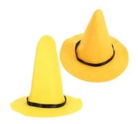 DECORNIJIA Lot de 2 Chapeaux de Sorcier en Feutre Jaune Épais Grand Format Accessoires de Costume pour Fête Halloween et Cosplay Sorcière Adulte Chapeau Conique Réutilisable Décoration