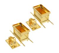 DECORNIJIA Lot de 2 Figurines Bibliques en Résine Dorée 9,5x3,5x6 Cm Ornement Artisanal D’Arche D’israël pour Décoration Religieuse de Bureau et Salon, Sculpture Spirituelle pour Maison