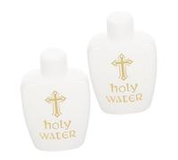 DECORNIJIA Lot de 2 Flacons D'eau Bénite 60 Ml en Plastique Solide Croix Décorative, Mini Bouteilles Rechargeables pour Baptême, Rituels Religieux et Aromathérapie, Accessoires Décoratifs