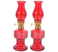 DECORNIJIA Lot de 2 Lampes à Pétrole de Style Chinois Rouge Mot de Lampe à Huile Décorative pour Mariage et Usage Intérieur Lanterne Rétro en Verre Traditionnelle 2 Pièces