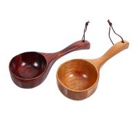 DECORNIJIA Lot de 2 Louches à Soupe en Bois Naturel, Taille Moyenne, Manches Longs, Cuillères Multifonctions pour Soupe et Riz, Ustensiles Cuisine Polyvalents pour Maison et Préparation