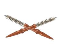 DECORNIJIA Lot de 2 Mini Brosses à Cheveux Spiralées en Poils de Sanglier avec Manche en Bois Brosse à Rouleaux Moyenne pour Brushing Boucles et Coiffage Barbe Outil Professionnel