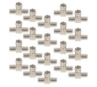 DECORNIJIA Lot de 20 Adaptateurs Coaxiaux Type F Mâle vers Femelle, Répartiteur 2 Voies en T pour Câble Tv Satellite, Connecteurs Métalliques Solide Compatibles Antenne, Installation Facile,