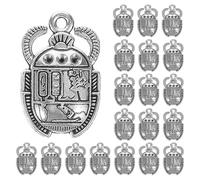 DECORNIJIA Lot De 25 Porte-Clés Scarabées Égyptiens Vintage Breloques Animales Pour La Création De Bijoux Ornements En Métal Breloques Scarabées D'Égypte En Argent