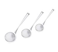 DECORNIJIA Lot de 3 Écumoires en Acier Inoxydable 8 Cm, 11 Cm, 14 Cm - Cuillères à Écumer et Tamis Pratiques pour Friture, Filtrage Huile, Tamisage Farine et Jus - Ustensiles la Cuisine