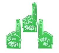 DECORNIJIA Lot de 3 Mains en Mousse EVA Vertes pour Cheerleading Doigts Géants pour Supporters de Football et Baseball Accessoires Légers et Sûrs pour Esprit D’Équipe et Encouragement