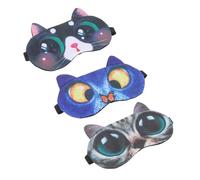 DECORNIJIA Lot de 3 Masques de Sommeil pour Femmes Cache-Yeux Occultant en Tissu Peluche Douce Masque de Nuit Tridimensionnel Motif Chat Chat Gris Clair Sommeil Confortable et Apaisant