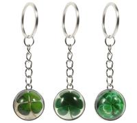DECORNIJIA Lot de 3 Porte-Clés Lumineux à Quatre Feuilles Pendentifs Trèfle Phosphorescents en Matériau Solide Décoration Légère pour Clés et Paquet Présent Saint-Patrick
