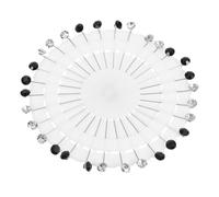 DECORNIJIA Lot de 30 Épingles à Sûreté Droites Noires et Blanches 6 Mm Tête Cristal, Broches pour Foulards Hijab, Couture et Décoration Textile, Accessoires Polyvalents pour