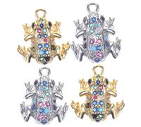 DECORNIJIA Lot de 4 Breloques de Bijoux Grenouille en Métal Laiton pour Création Diy, Petit Format Couleurs Or et Blanc, Accessoires Artisanat Bijoux pour Bracelets et Colliers, Présent