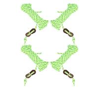 DECORNIJIA Lot de 4 Cordes de Haubanage pour Tente de Camping 4 M en Nylon Réfléchissant Double Bande Fluorescente Jaune Diamètre 4 MM Corde d'Extérieur Résistante et Visible pour