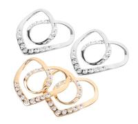 DECORNIJIA Lot de 4 Pinces à Foulard Cœur Strass Scintillants - Grand Format Or et Argenté - Fermoirs Décoratifs pour Châles Foulards Gilets et Robes - Accessoire Mode Polyvalent pour