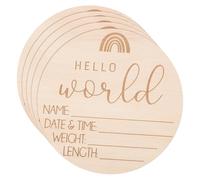 DECORNIJIA Lot De 5 Panneaux D'annonce De Naissance En Bois Motif Arc-en-ciel Pour -né, Signe Du Nom Du Bébé, Accessoire Photo Pour Chambre D’garçon Et Filles Et Hôpital