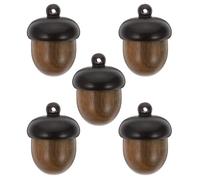 DECORNIJIA Lot de 5 Pendentifs de Gland en Bois Massif avec Boîte Ouvrable Breloques Décoratives DIY en Ébène et Bois de Poirier Ornements Artisanaux pour Bijoux Décorations Automne et