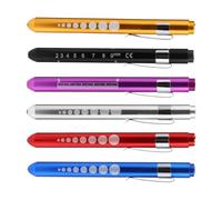 DECORNIJIA Lot de 6 Lampes-Stylos LED Réutilisables avec Jauge de et Règle Intégrée Alliage d'Aluminium Léger Lumière Jaune Stylo de Poche Polyvalent pour Examens Couleur Aléatoire