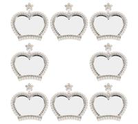 DECORNIJIA Lot de 8 Autocollants Miroir Adhésif Couronne Argentée avec Strass, Mini Miroir pour Étui de Téléphone Portable, Accessoires Décoratifs pour Personnalisation Coque,