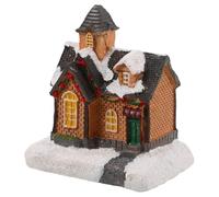 DECORNIJIA Mini Maison de Noël avec LED Chalet Décoratif Miniature Village de Noël pour Centre de Table Lumineuse Décoration de Cheminée Hivernale