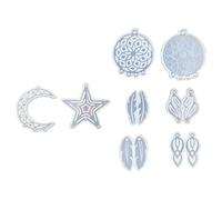 DECORNIJIA Moule Attrape-Rêves en Silicone 8 Pièces - Formes Étoile Lune Plume - Non Adhérent Lisse et Souple - pour Résine Époxy Loisirs Créatifs Décoration Murale Création Pendentifs