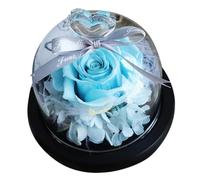 DECORNIJIA Ornement de Rose Préservée sous Cloche en Verre Décoration Rose Éternelle Base Stable Fleur Immortelle Romantique pour Saint-Valentin Présent Décoratif pour Couleur Aléatoire